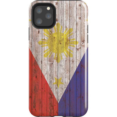 Philippines Flag Dark Wood iPhone 11 Pro Max Impact Case